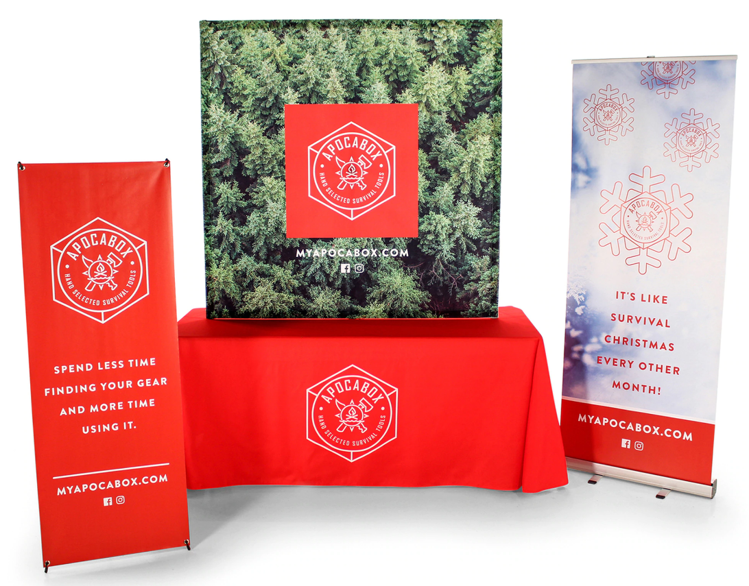 Custom Tablecloth for Tradeshow along with a Few Custom Printed Banners