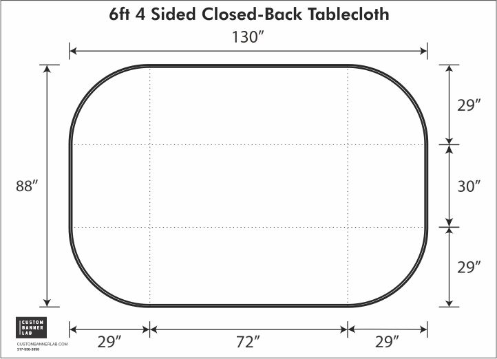Custom 4-Sided Tablecloth for a 6 Foot Table